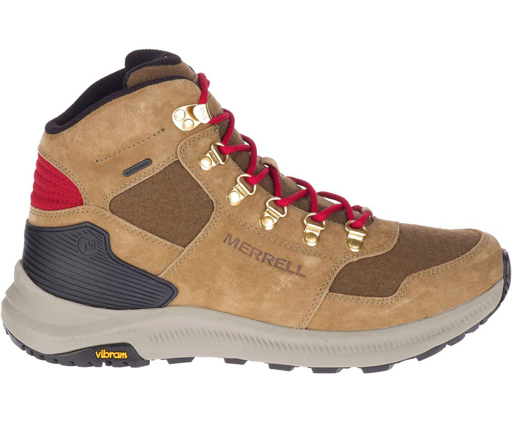 Merrell Boots Brown - Ontario 85 Wool Mid Waterproof - Mens 38ILFGMTB